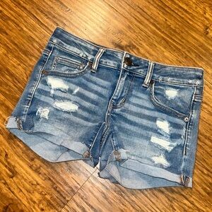 American Eagle Outfitters Light Blue Distressed Jean Shorts